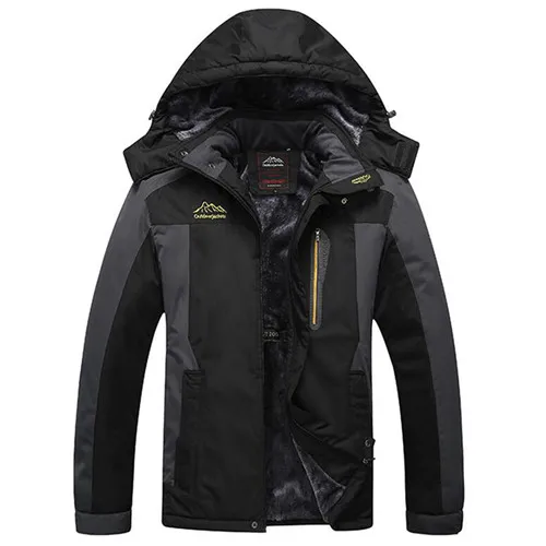 black Мужская зимняя куртка размера плюс 7XL 8XL 9XL, Толстая шерстяная подкладка, теплое водонепроницаемое пальто, парки, мужская верхняя одежда с капюшоном, jaqueta masculine - Цвет: black