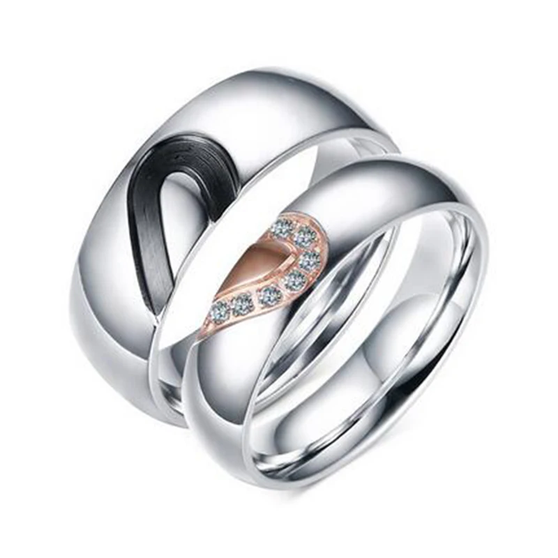 Женское и мужское обручальное кольцо из нержавеющей стали серебристого цвета с