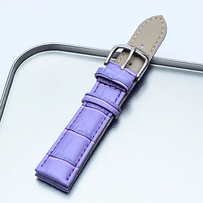 lilac Ремешок для часов из натуральной кожи с пряжкой из нержавеющей стали - Цвет ремешка: lilac