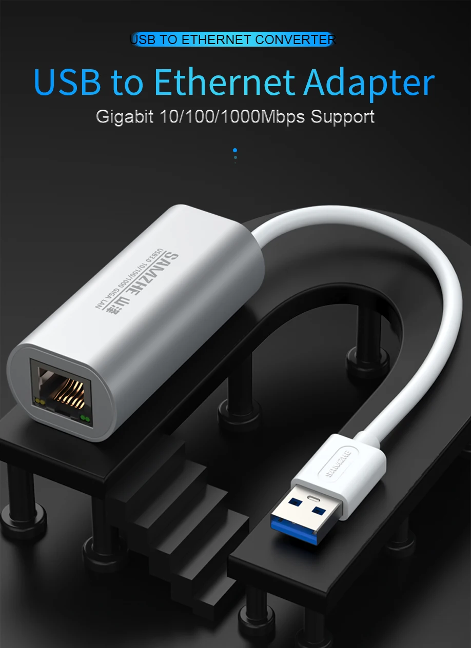 SAMZHE USB в Ethernet адаптер USB 3,0 2,0 в RJ45 Lan сетевая карта для ноутбука Android Mac iOS Apple компьютер XiaoMi устройства