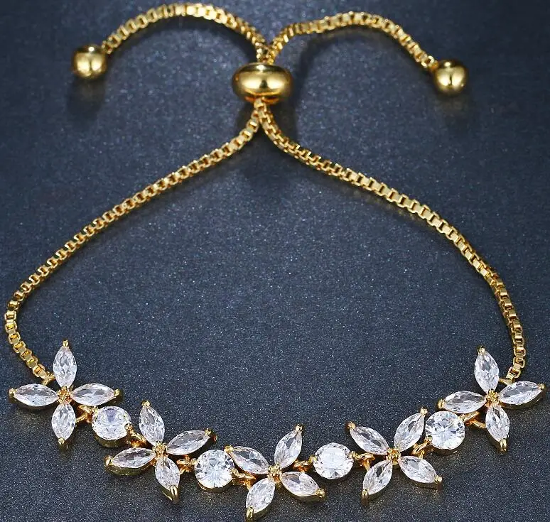 18K gold Bettyue модные нежные Новое поступление Блестящий Регулируемый размер браслета 3 цвета браслеты цепь CZ ювелирные изделия для женщин вечерние подарок - Окраска металла: 18K gold
