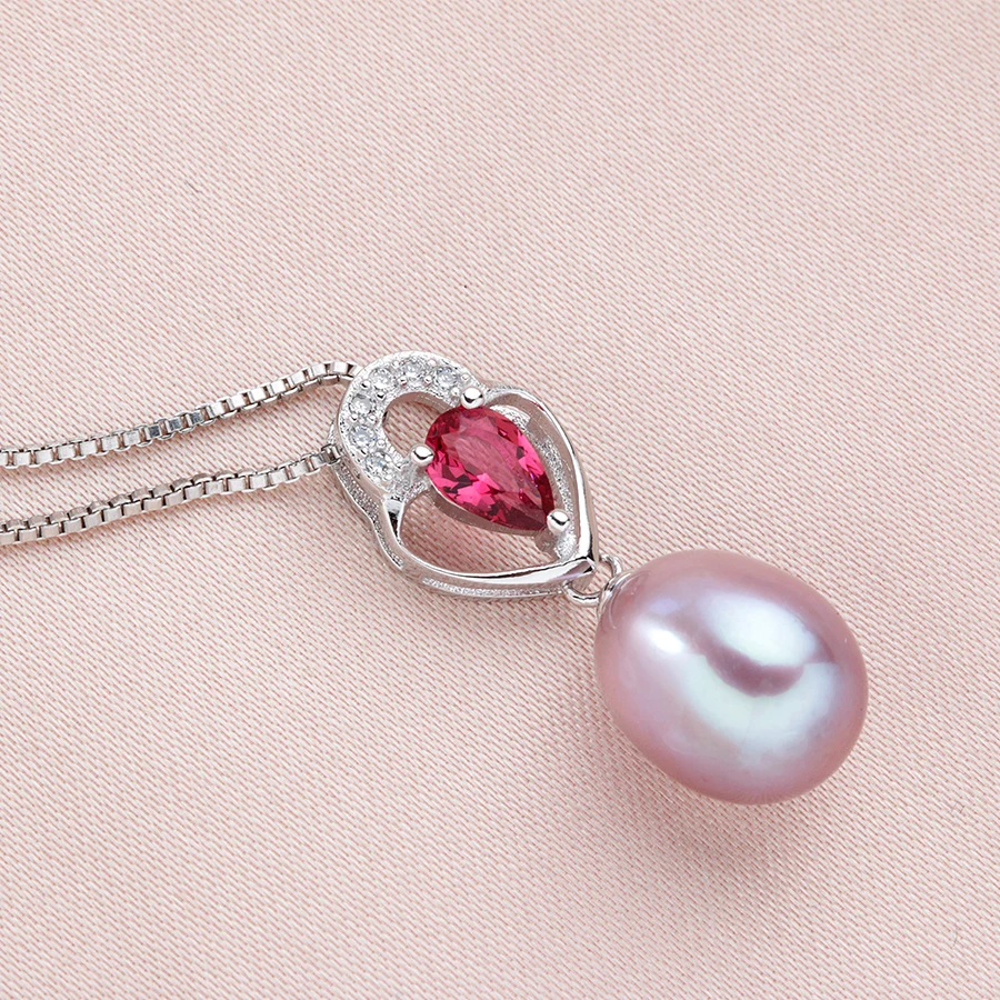 VEAMOR Popular Elegant 925 Sterling Silver Black Pearl Jewelry Set for Women Pendant Necklace &amp Earrings Party/Wedding Occasion |