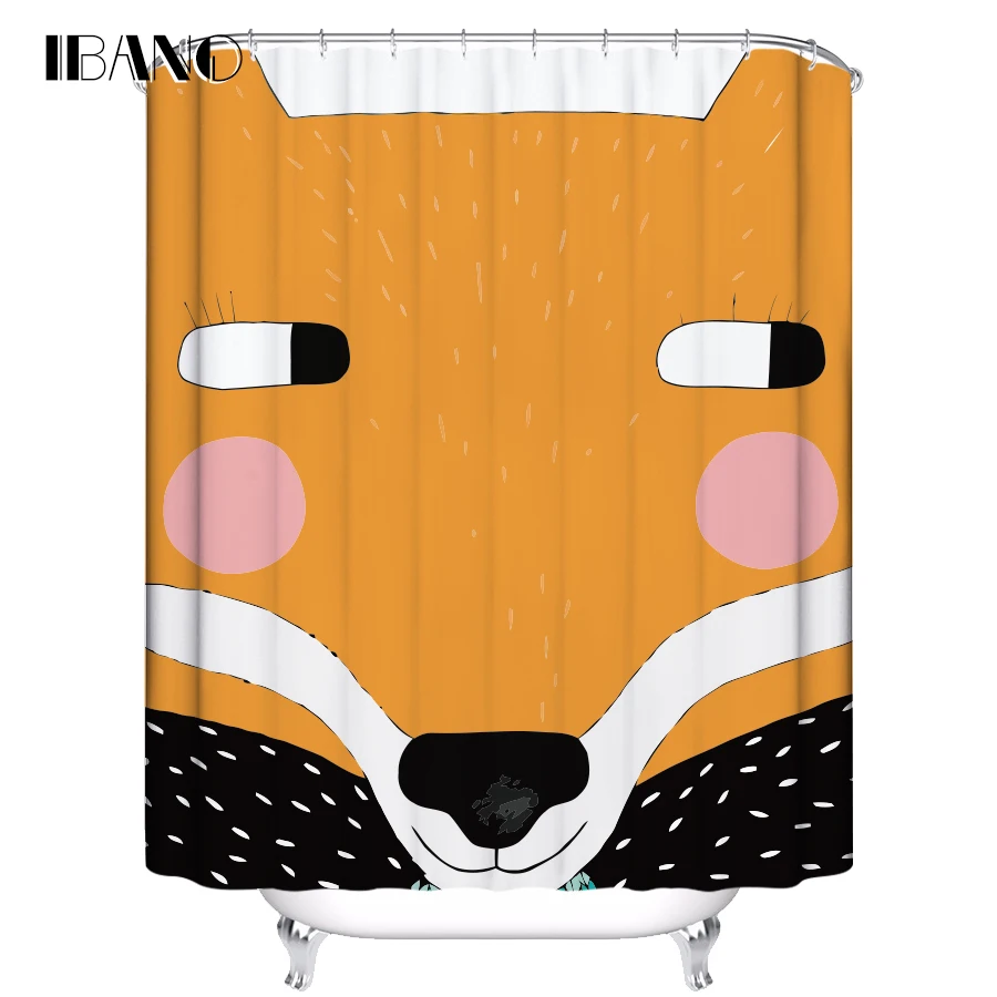 

IBANO Shower Curtain Cute Animal Customized Bath Curtain Waterproof Polyester Fabric Curtain For The Bathroom With 12pcs Hooks