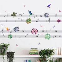 2pcslots musical score flowers singing large wall sticker shop sticker art for living room bedroom diy home decor 3090cm2
