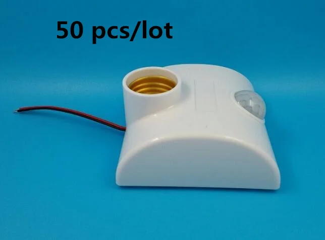 

3 years warranty 50PCS E27 220 240V LED Lamp Bulb Base Infrared IR Sensor Automatic Wall Light Holder Socket PIR Motion Detector