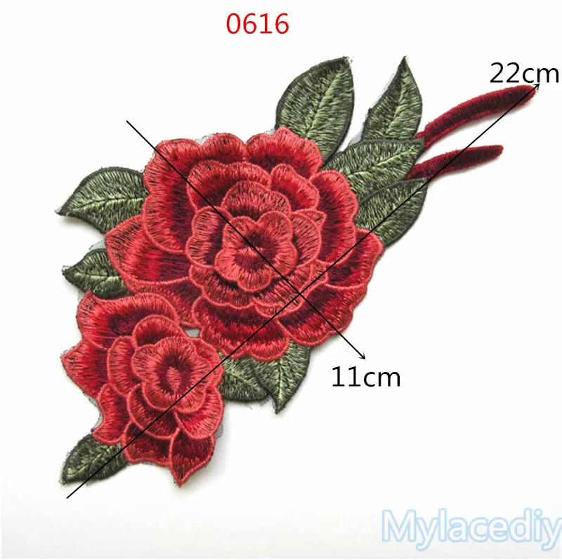 1 шт. красная Цветочная вышитая кружевная нитка для вышивания нашивки ткани