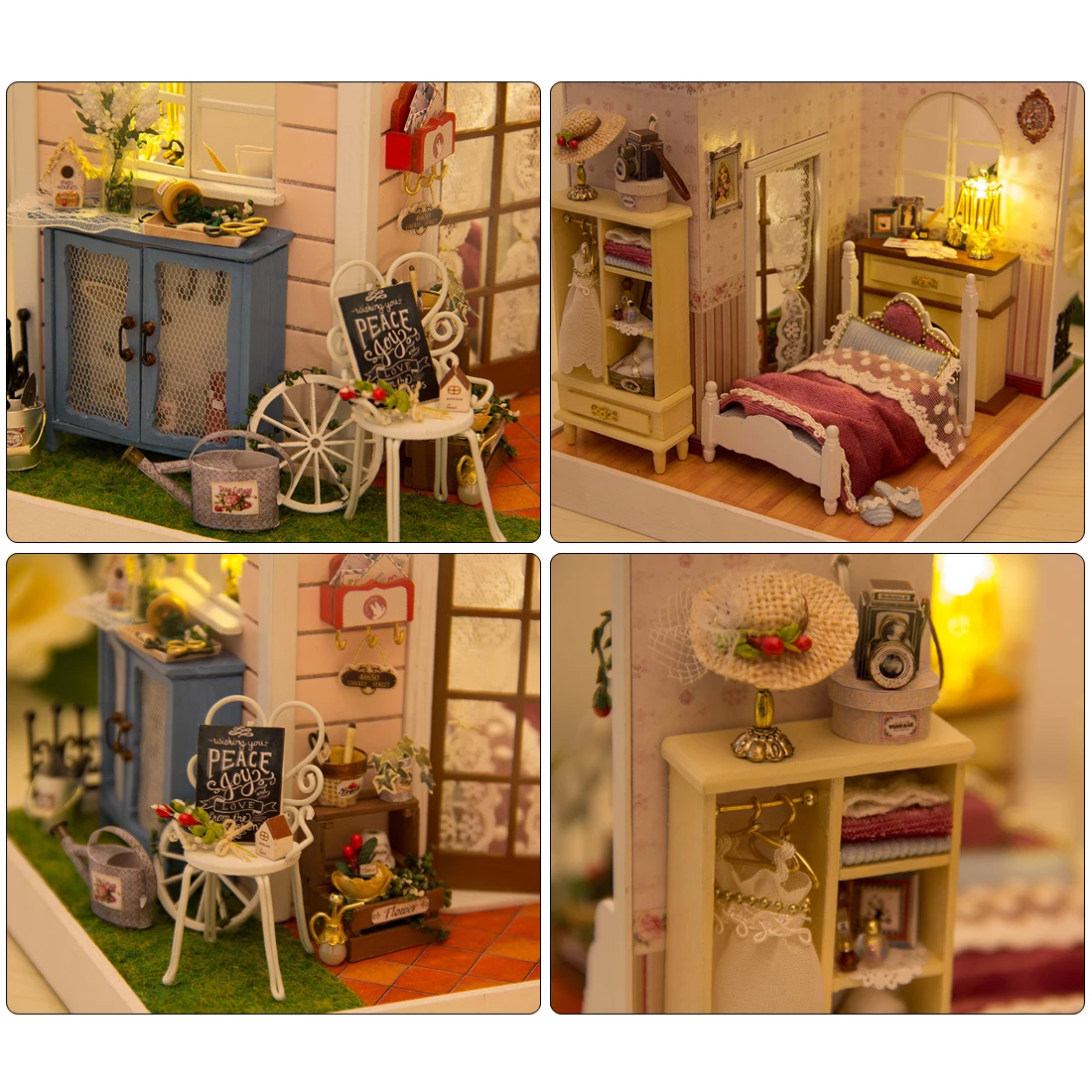 Кукольный домик Diy 3D Каса де Boneca Миниатюрный Кукольный дом модель строительные наборы деревянная мебель игрушки подарки на день рождения Sandy Happy Times