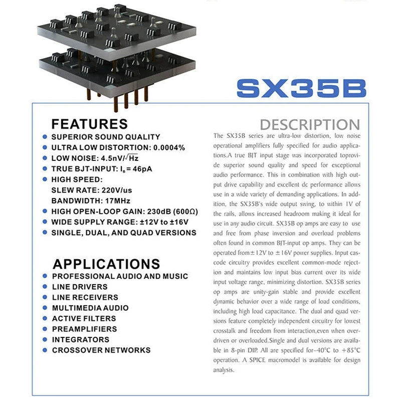 Sx35B двойной дискретный Op Amp Чип модуль Hifi аудио преампер плата заменить