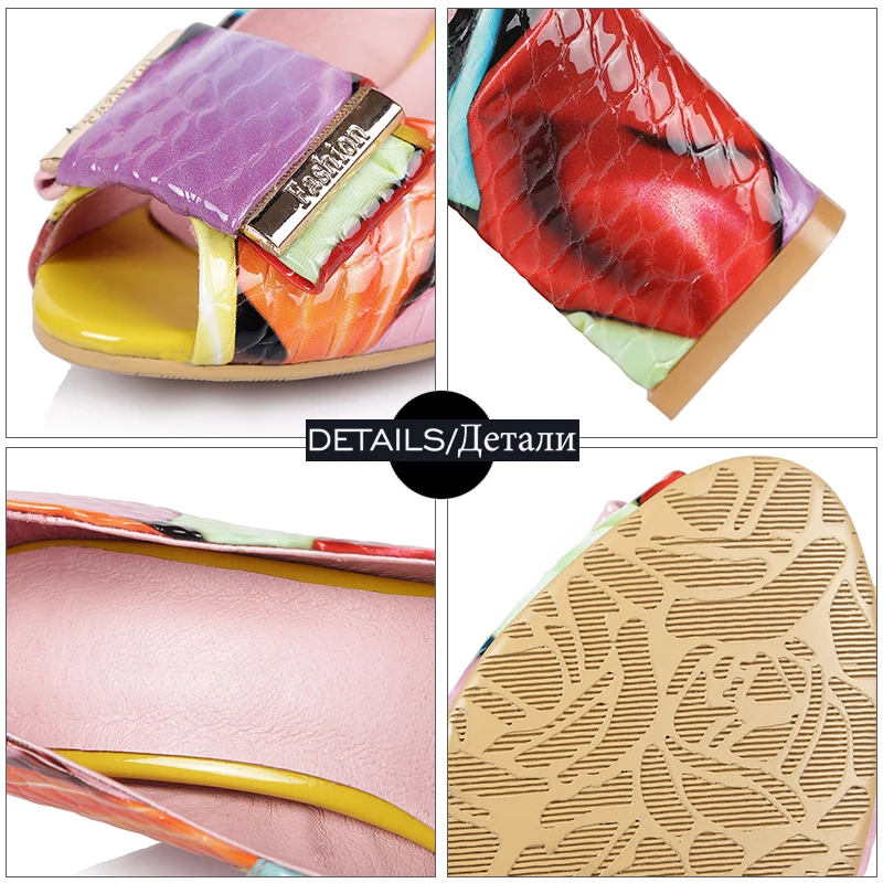WETKISS Thick High Heeled Women Pumps Buckle Peep Toe Shoes Shallow Printing Footwear New Fashion Party Female Shoes