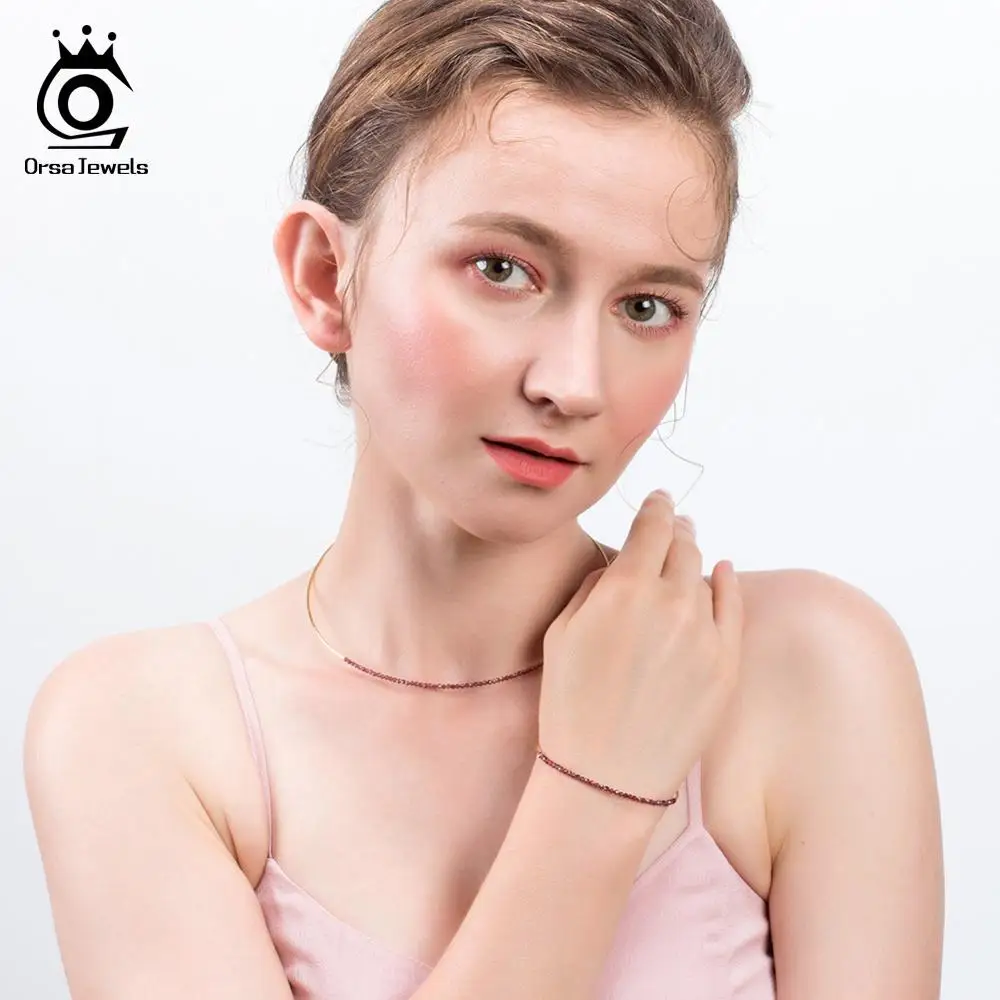 ORSA JEWELS, натуральный камень, женские браслеты и чокер, подлинный 925 пробы, Серебряный ювелирный набор, элегантные ювелирные изделия, подарки SS38