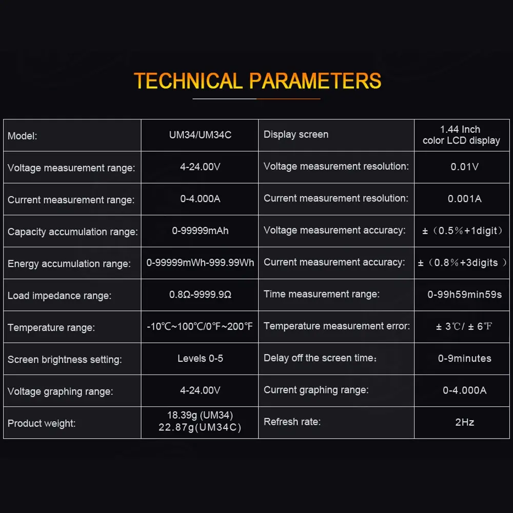 USB-тестер RD UM34C/UM34 3 0 измеритель напряжения и силы тока вольтметр амперметр кабель