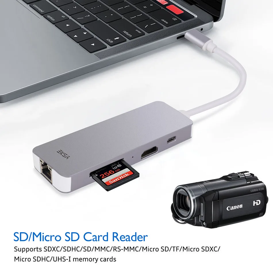 EKSA USB C концентратор 3 0 HDMI RJ45 PD адаптер SD/TF кард ридер для MacBook samsung S9/S8 huawei P20 Pro