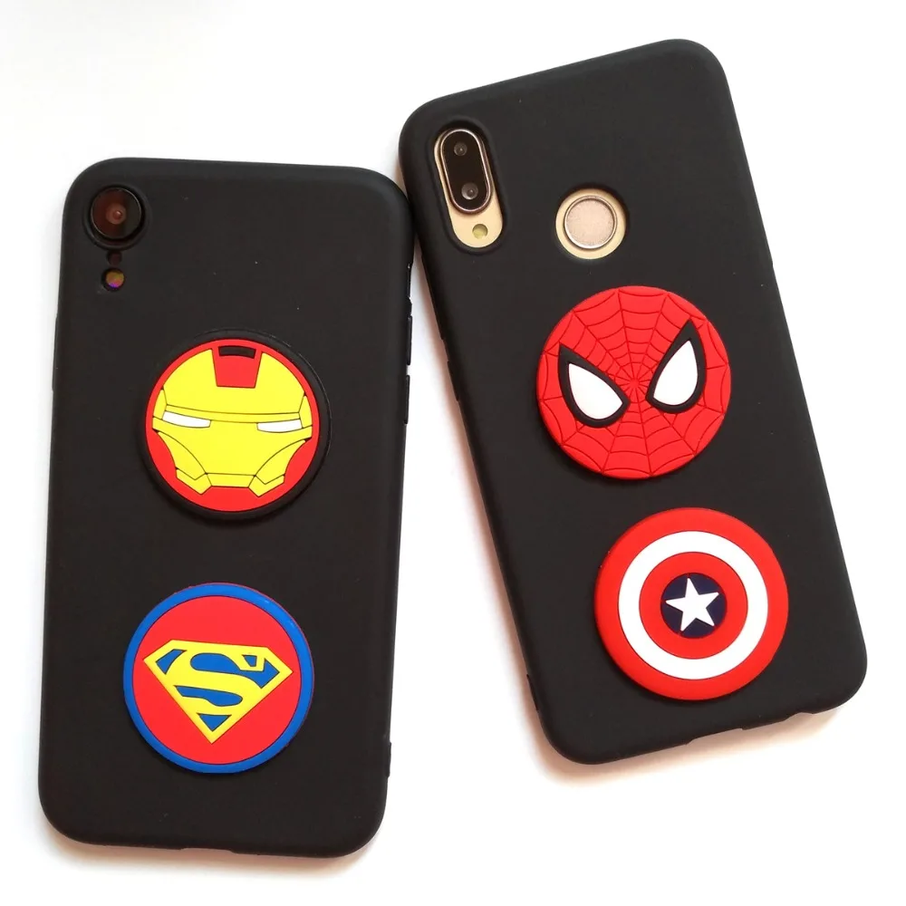 For Samsung Galaxy Note10 Pro Note9 Note8 Note5 Back Cover Cartoon The Marvel Avengers Soft Silicone Black Phone Case + Lanyard |
