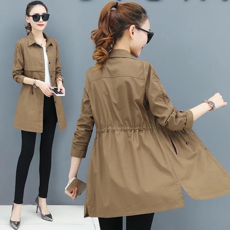 Новый двубортный Тренч с Winderbreak Женская модная длинная однотонная куртка