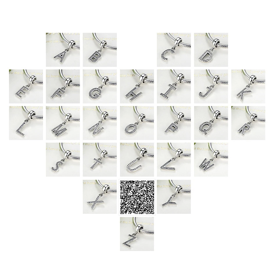 100% Authentic 925 Sterling Silver Alphabet A-Z Letter Charms Beads Fit Original Bracelet Necklace DIY Jewelry Making | Украшения и