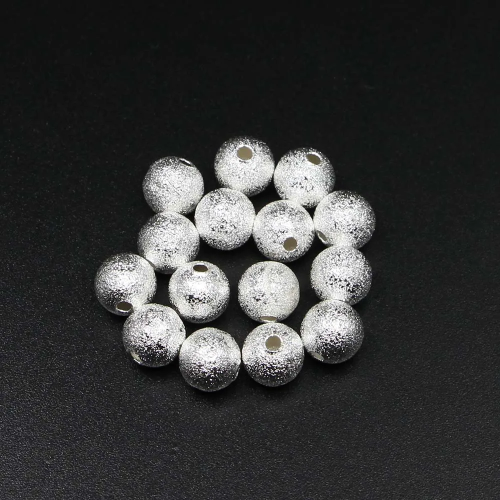 OMH Wholesale 100pcs 4 6 8 10 12mm Silver Gold Copper Spacer Frosted Ball End Seed Beads Necklace Bracelet Jewelry Making AC57 | Украшения