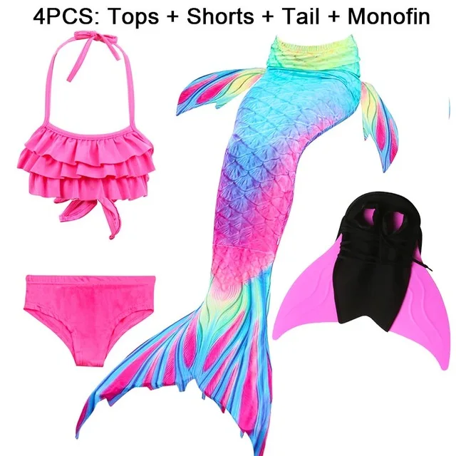 Купальный костюм для девочек купальный Русалочки с моноластами детский Ариэль