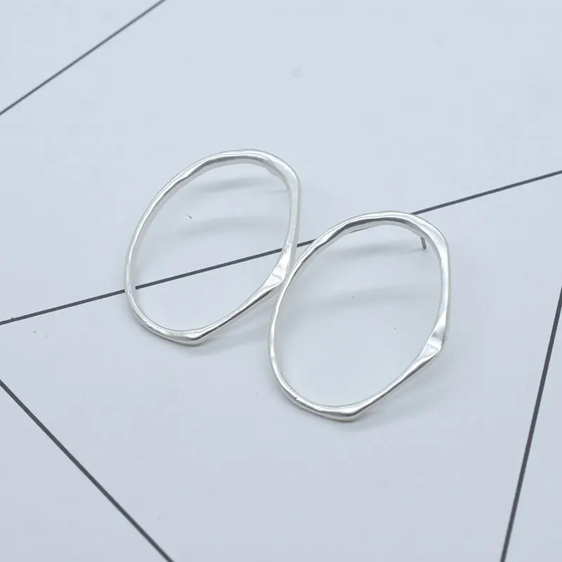 Carvejewl stud earrings irregular big oval for women jewelry matte gold silver plated girl gift new earring | Украшения и