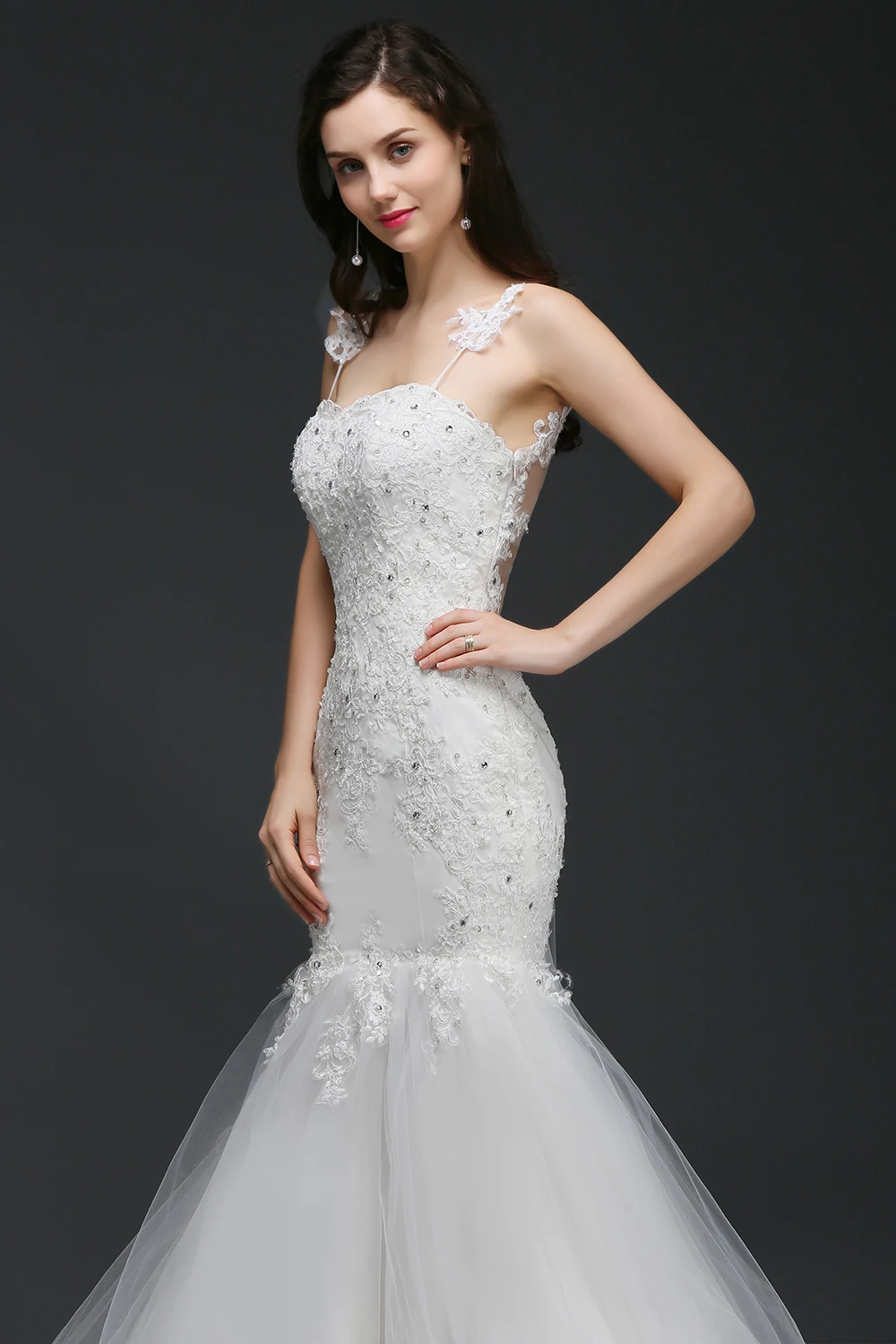 Новинка 2019 г. свадебное платье Русалочки Vestido de Novia кружево Иллюзия сзади
