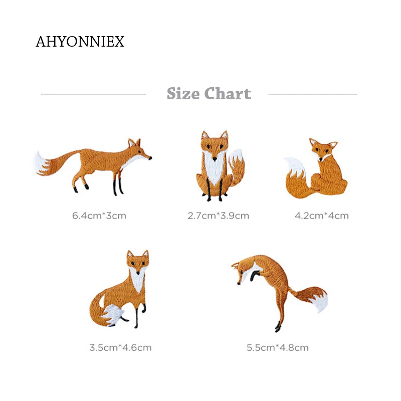 AHYONNIEX 1 шт. Вышитые милые нашивки с лисой сумки для одежды DIY Аппликация Вышивка Parches утюг на патч для одежды