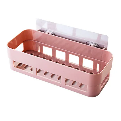 Pink 1 шт., Пластиковая Полка для ванной комнаты, полка для кухни, полка для хранения, настенный держатель, кухонный держатель - Цвет: Pink