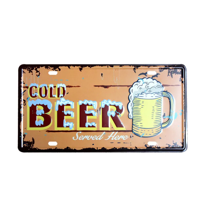 

Soft Drink Cold Beer Car License Metal Plate 15*30 Vintage Tin Sign Home Wall Decor Bar Cafe Man Cave Shabby Chic Iron Sign A957