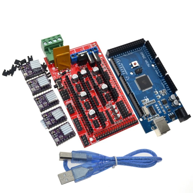 3D принтер 1 шт. МЕГА 2560 R3 + RAMPS 4 панель управления 5 DRV8825 шаговый двигатель привод