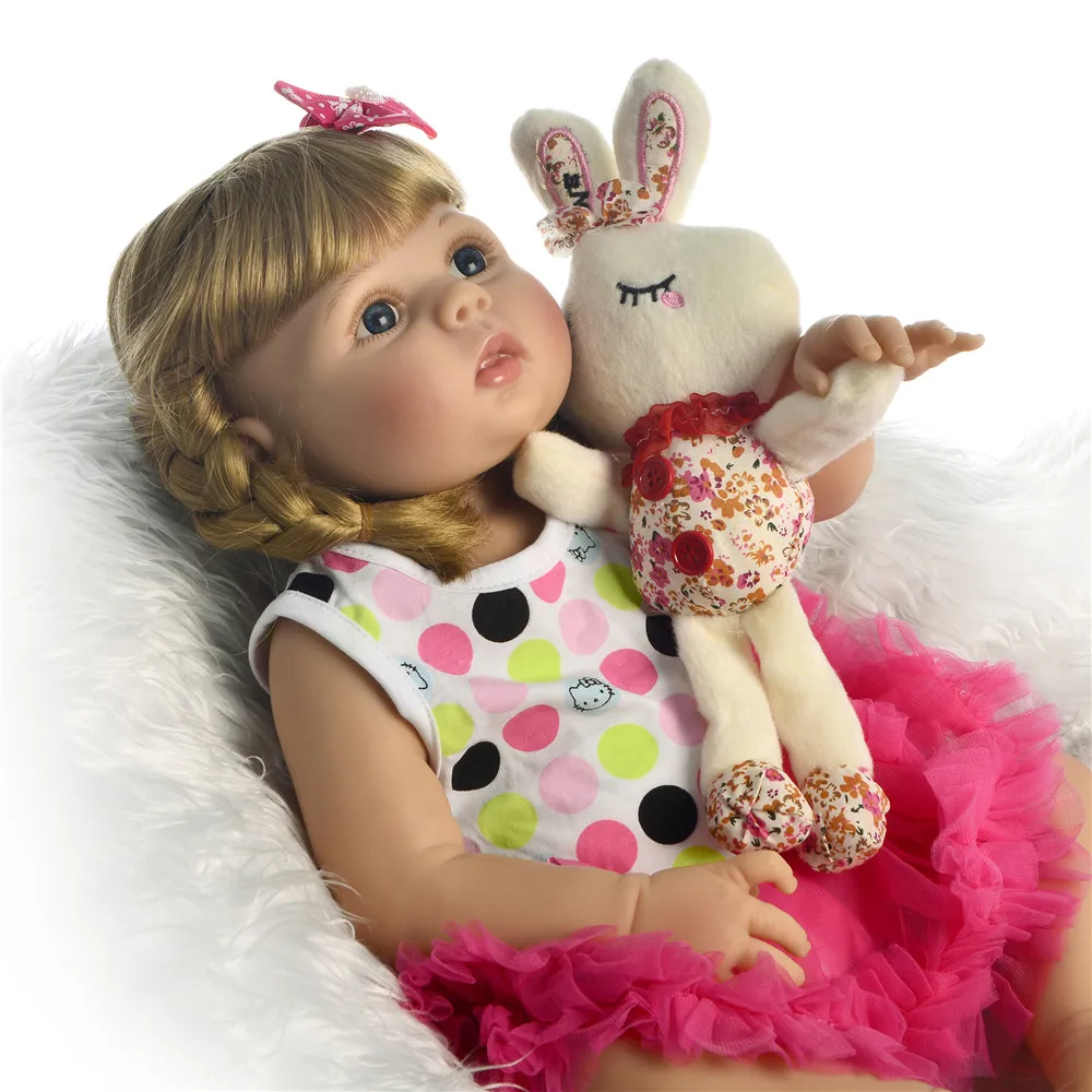 Кукла Bebe-reborn 23 дюйма 57 см силиконовая виниловая reborn baby girl блондинка парик милый