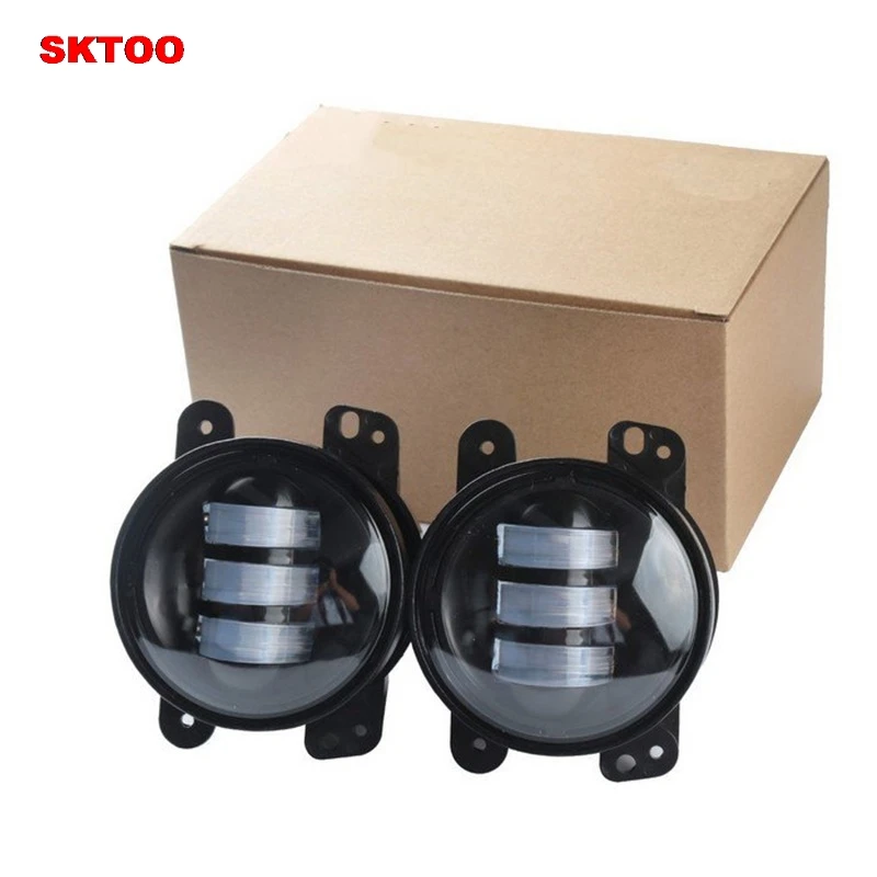 

SKTOO 2pcs White Round fog lights lens Projector 30w led 4 inch Front bumper fog lights For Offroad Jeep Wrangler Dodge Chrysler