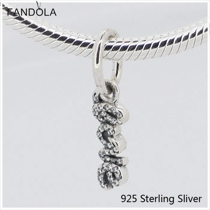 100% 925 Sterling Silver Jewellery Signature of love Charm DIY Fit for Woman Brand Logo Bracelets Beads Jewelry Making Charms | Украшения и