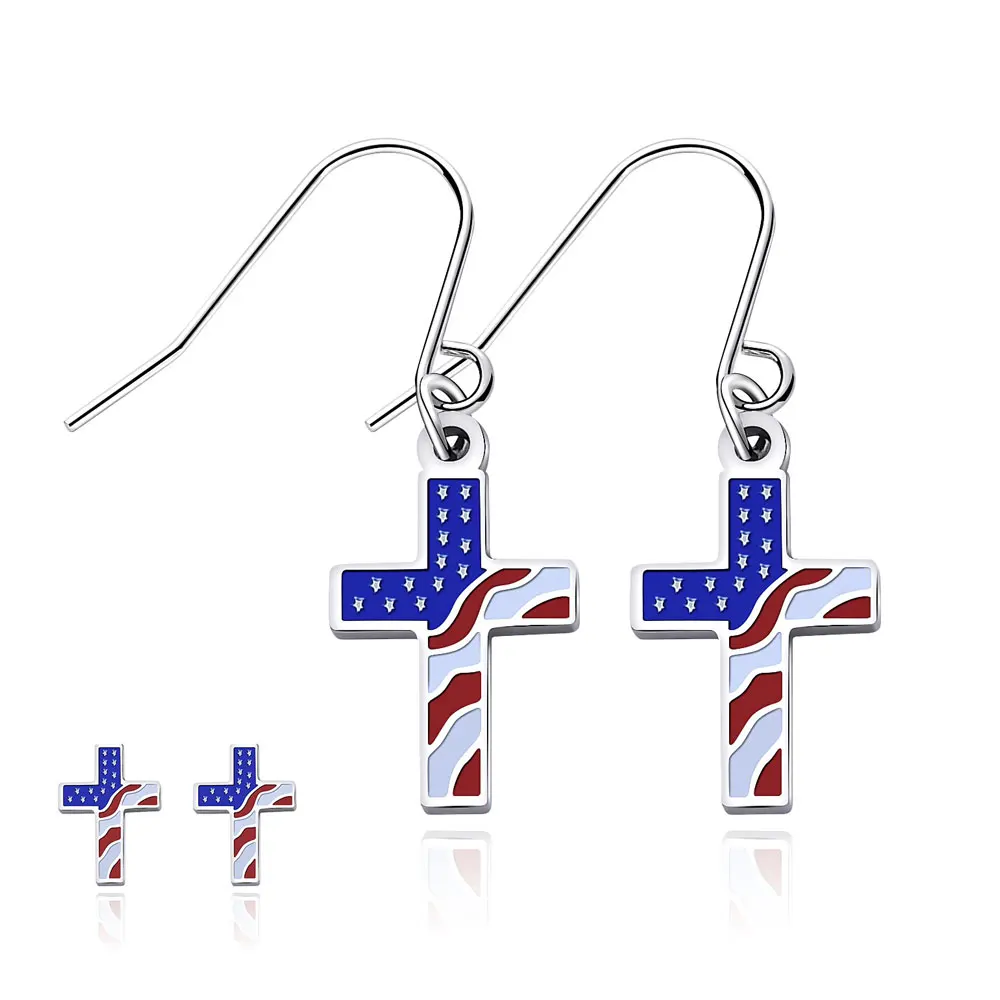 Серьги-капли из нержавеющей стали с эмалью американский флаг США унисекс |