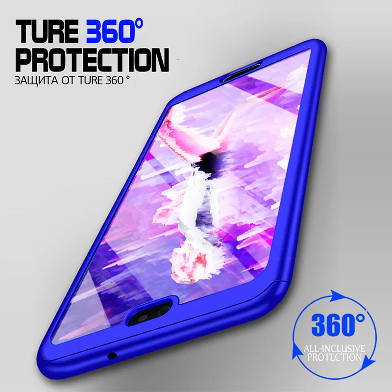Luxury 360 Full Cover Protective Phone Case For Huawei P20 Pro Lite Matte Hard huawei p20 lite case with glass |