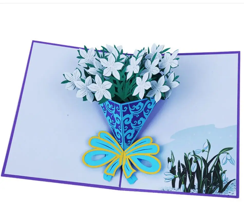 10 шт. букеты Daffodil ручной работы Kirigami Оригами 3D выдвижные поздравительные
