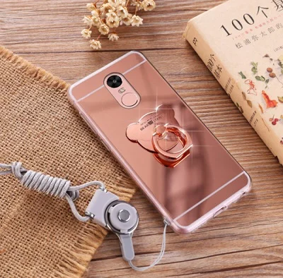 Чехол для Xiaomi mi 6X6 8 SE A2 Note 3 Прозрачный чехол для Xiao mi Red mi 7 6A Note 7 6 4X5 a Plus mi rror Чехол-держатель - Цвет: ROSE bear ring