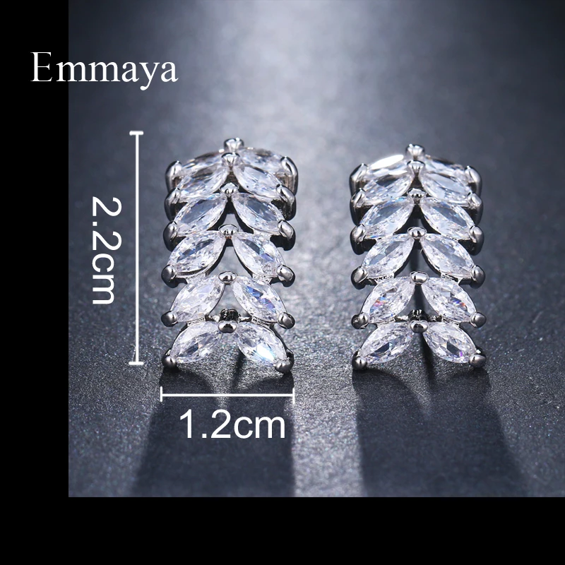 Emmaya новые элегантные серьги в форме листа с кубическим цирконием женские