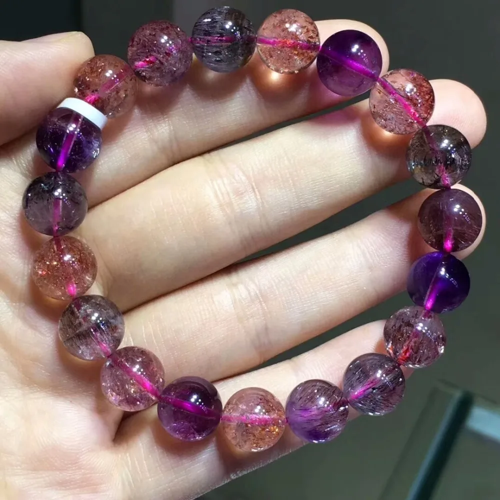 100% натуральный Lepidocrocite кварц 10 5 мм Женский Мужской стрейч супер 7 семь Мелодия