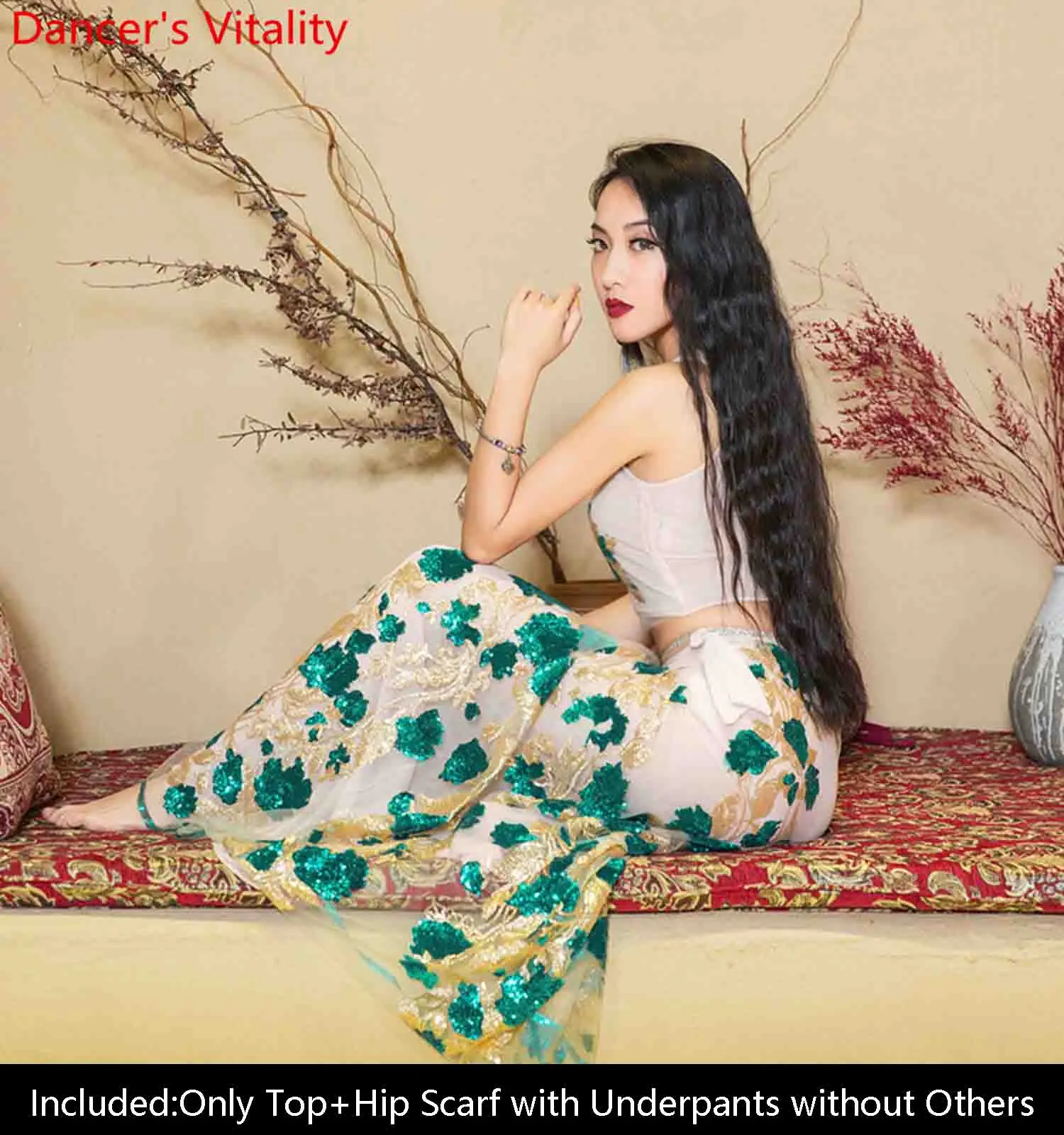 Top Skirt as Photo Танец живота Тренировочная одежда для женщин Начинающие без рукавов Топ бедра Шарф Набор Восточный индийский танец Летняя одежда для выступлений - Цвет: Top Skirt as Photo