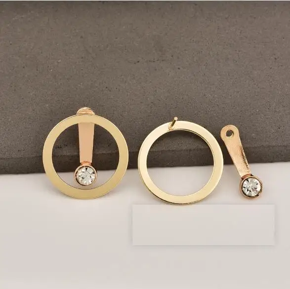 На Лидер продаж Chic круглые серьги сзади висит тип для женщин со стразами Brincos серьги Bijoux подарок ювелирных изделий E5304