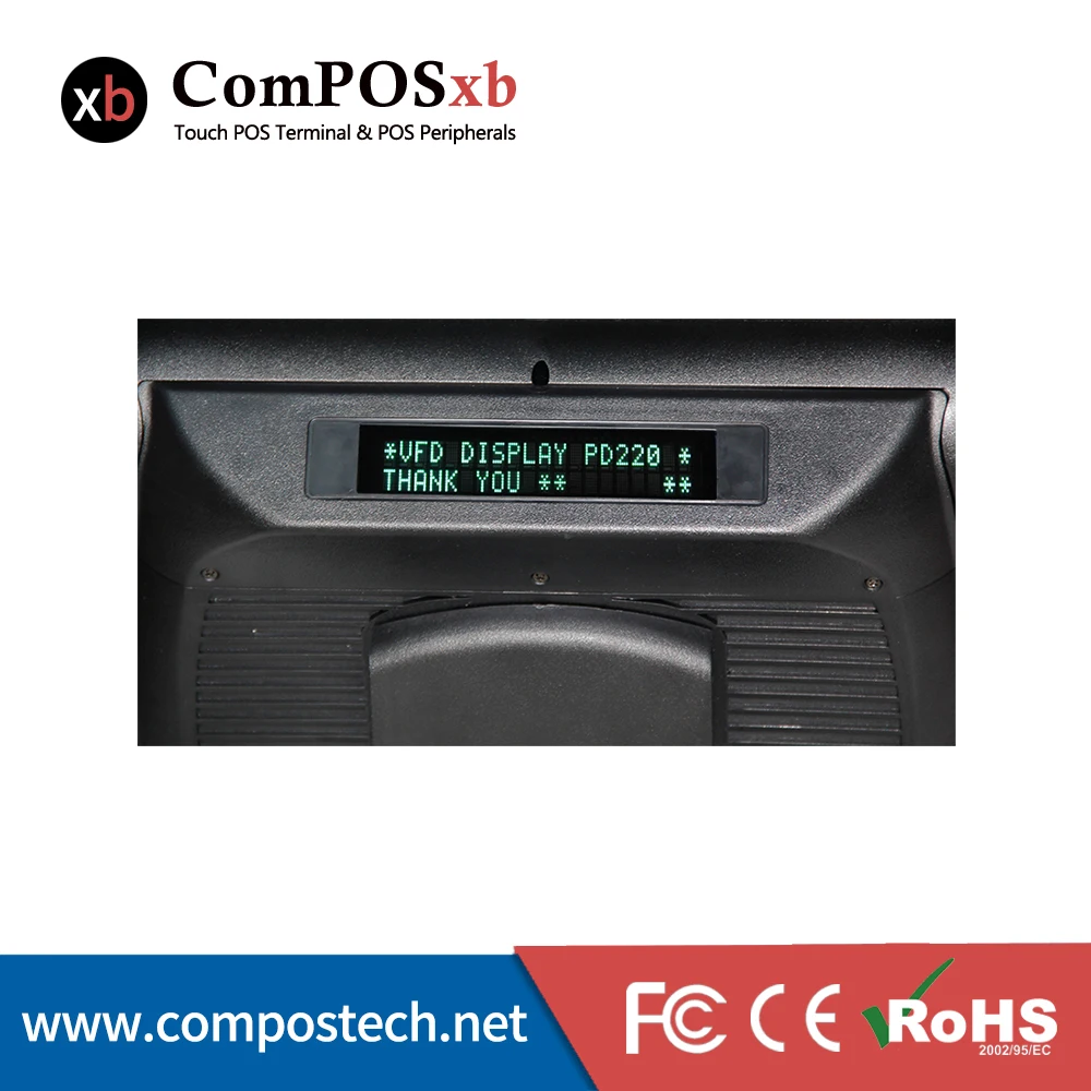 Недорогая 15-дюймовая сенсорная система POS с кардридером и дисплеем VFD для