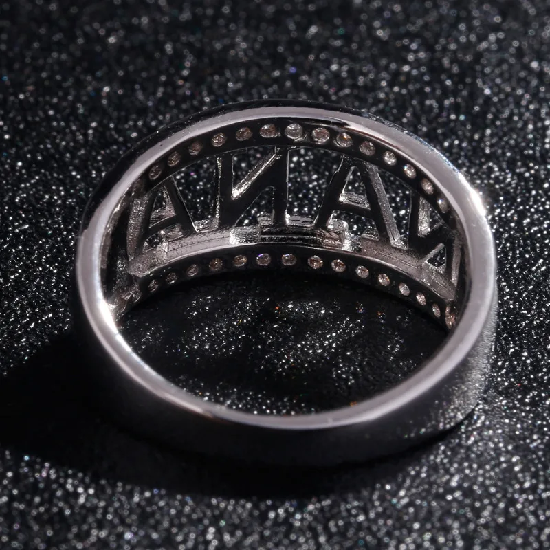 Объемный прозрачный CZ Anillos Mujer серебряный цвет буквы Нана кольца для Hombre кольцо