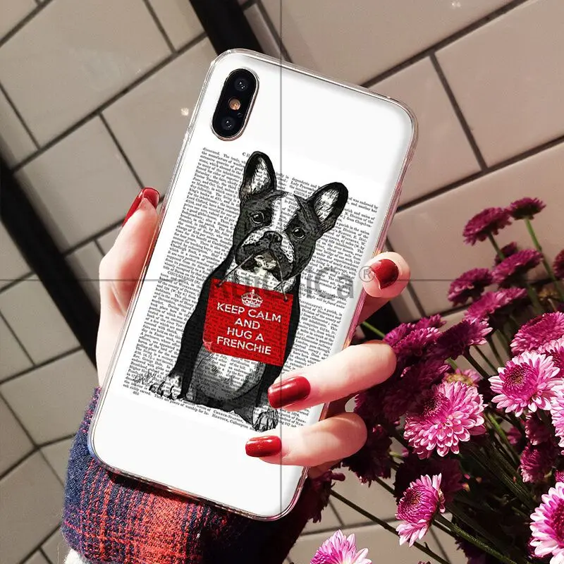 Ruicaica книга газетный фон Французский бульдог Телефон чехол для Apple iPhone 8 7 6 6S Plus X XS