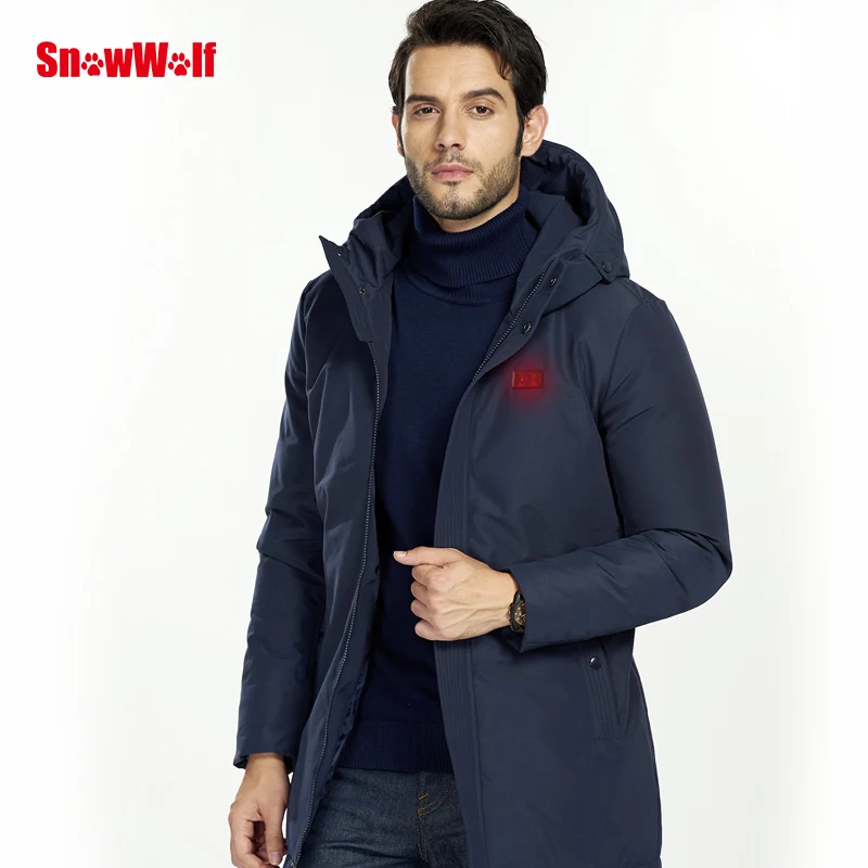 Мужская зимняя куртка SNOWWOLF на белом утином пуху одежда для рыбалки уличное