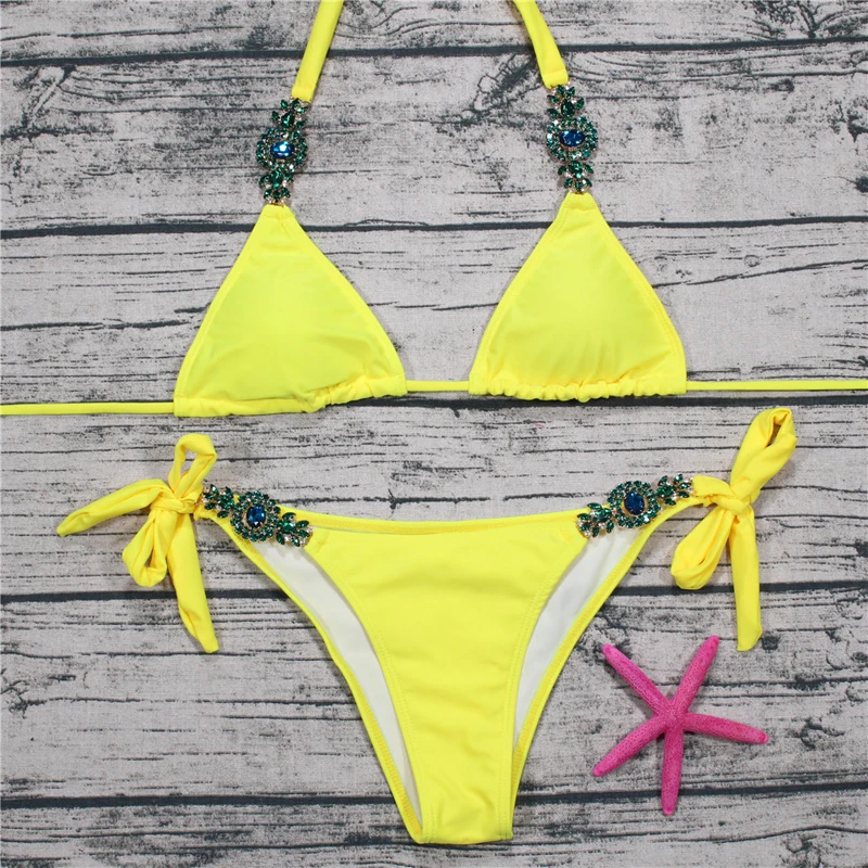 2018 New Candy Color Bikini Set Women Retro diamond Low Waist Swimwear Push Up Bathing Suit Sexy Brazilian |