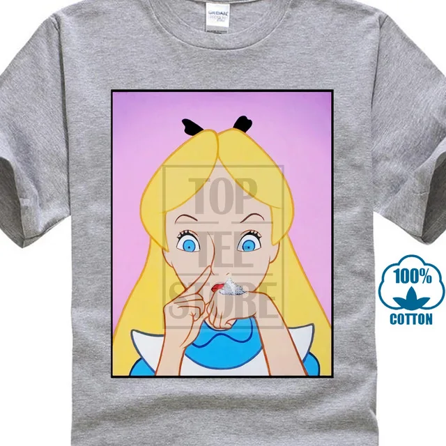 Alice Wonderland Cocain забавная футболка для мужчин и женщин унисекс 2134 Новое поступление забавная