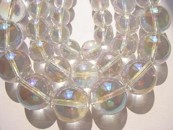 

high quality mystic AB white quartz beads, 12mm 6strands 16inch strand,round ball crystal gergous jewelry beads