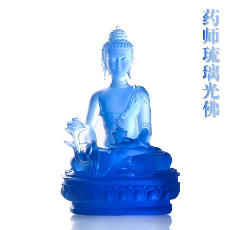 

Glazed Buddha statue Blue pharmacist Buddha Fengshui for the ornament of Buddha