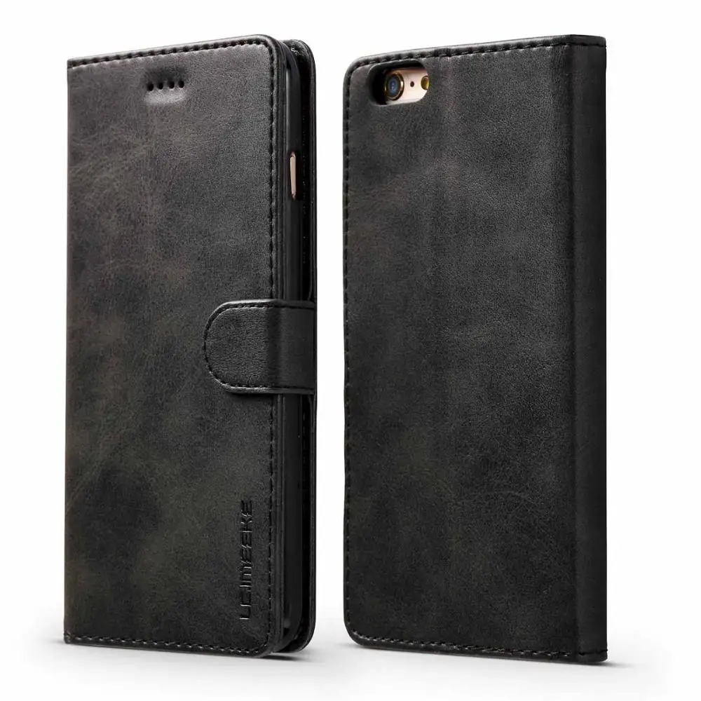 black Ретро защитный чехол-книжка для iPhone XS Max Xr X 8 7 6s 6 Plus, роскошный кожаный чехол-портмоне Cas для iPhone 11 Pro Max SE 5S 5 - Цвет: black