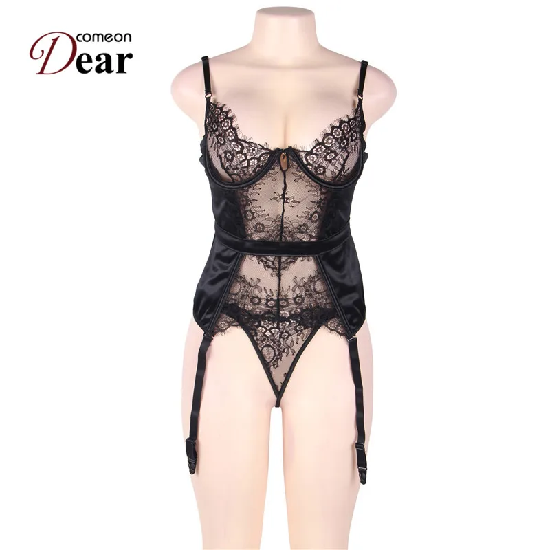 black Comeondear RA80535 сексуальное женское белье Nuisette Femme сексуальное кружевное белье размера плюс, сексуальные костюмы, женское эротическое нижнее белье - Цвет: black