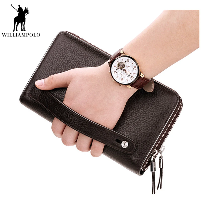WILLIAMPOLO 2019 пояса из натуральной кожи клатч мужская двойная молния бумажник