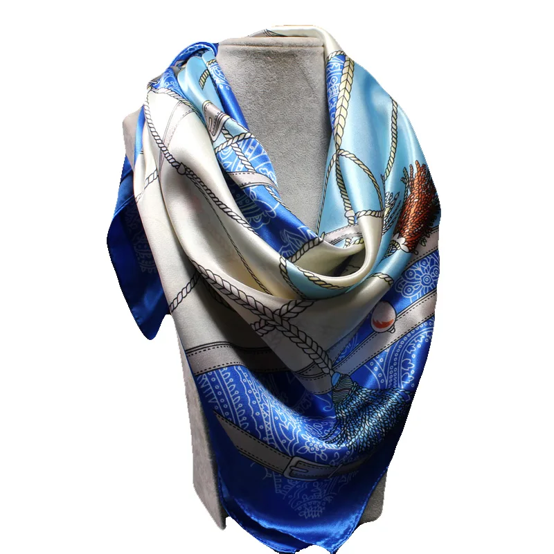 Квадратные Сатиновые шарфы для женщин с цифровой печатью сезон весна-осень